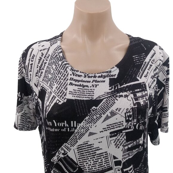 Jostar Womens Knit Dress M Newsprint New York Times Newspaper Brooklyn Graphic - Picture 3 of 10